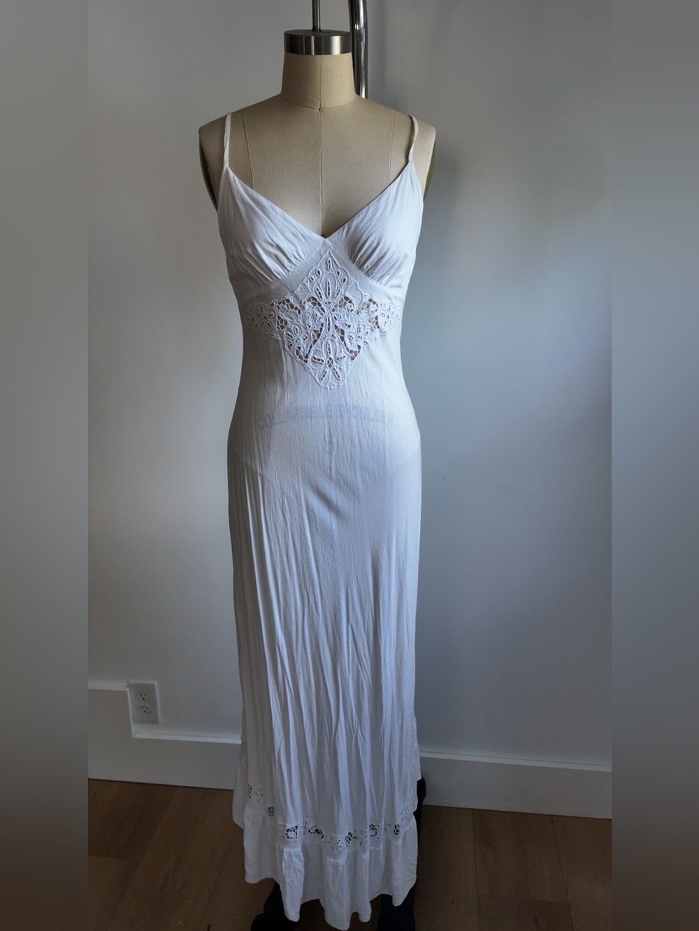 White Crochet-Detail Maxi Dress